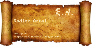 Radler Antal névjegykártya